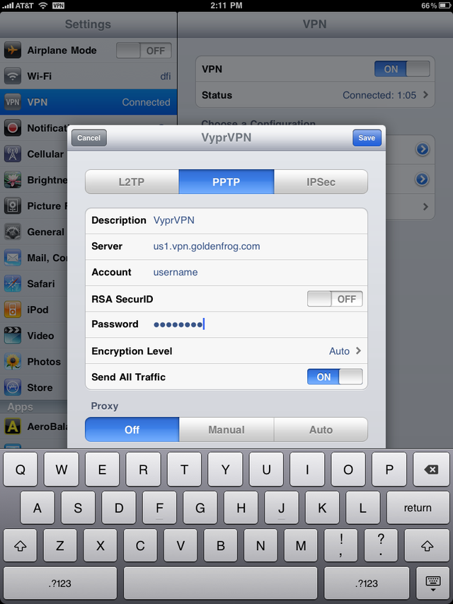 VyprVPN iPad PPTP 2