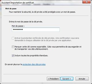 certificat password