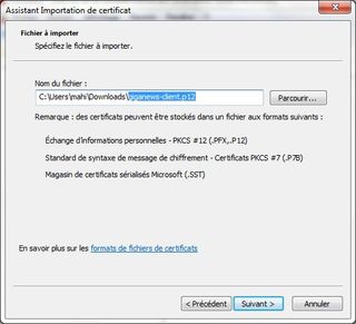importation certificat