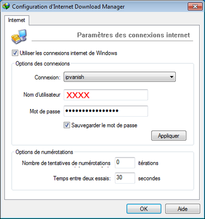 config vpn idm