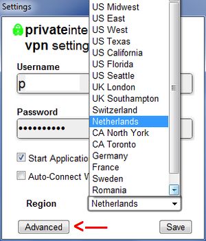 private internet access Settings