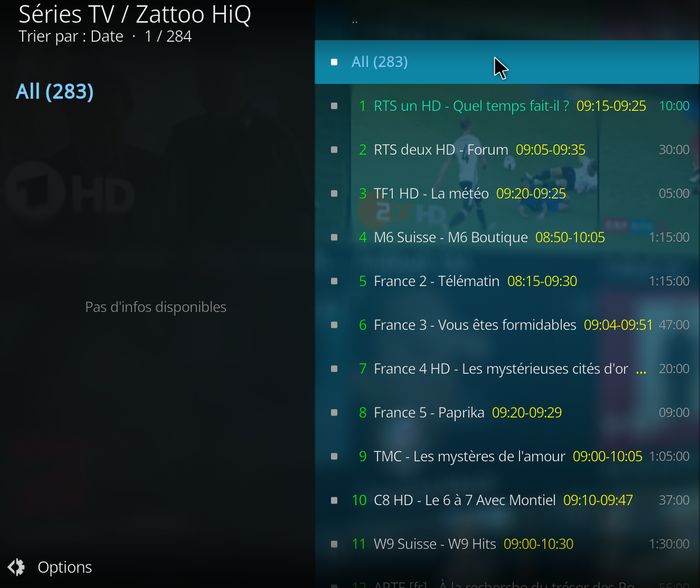 ZATTOO sur KODI 19 MATRIX - Extension pour regarder la télévision en direct 16