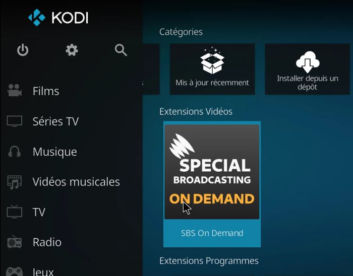 Plateforme VOD gratuite et légale sur KODI - SBS On Demand 1